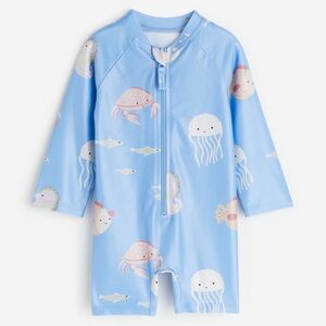 H&M Swimsuit UPF 50 - Light Blue with Jellyfish Pattern
